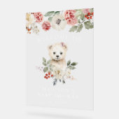 かわいい水の色ポーラベア赤ちゃんシャワーへようこそ アクリルサイン (傾斜)