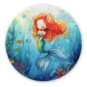 かわいい水の色マーメイド水中 セラミックノブ (正面)