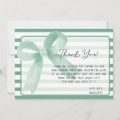 かわいい水の色ミントバウ赤ちゃんシャワー サンキューカード (正面)