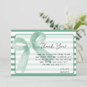かわいい水の色ミントバウ赤ちゃんシャワー サンキューカード (スタンド正面)