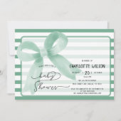 かわいい水の色ミントバウ赤ちゃんシャワー 招待状 (正面)