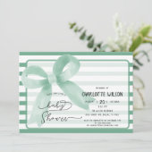 かわいい水の色ミントバウ赤ちゃんシャワー 招待状 (スタンド正面)