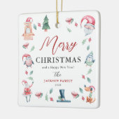 かわいい水の色メリーパーソナライズされたクリスマス セラミックオーナメント (左)