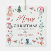 かわいい水の色メリーパーソナライズされたクリスマス セラミックオーナメント (裏面)