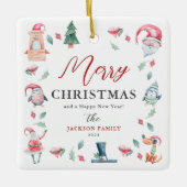 かわいい水の色メリーパーソナライズされたクリスマス セラミックオーナメント (正面)