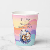 かわいい水の色モルモット子供の誕生日パーティー 紙コップ (裏面)