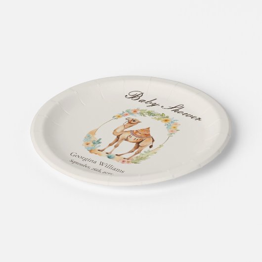 かわいい水の色ラクダ赤ちゃんシャワー ペーパープレート (アングル)