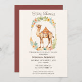 かわいい水の色ラクダ赤ちゃんシャワー 招待状 (正面/裏面)