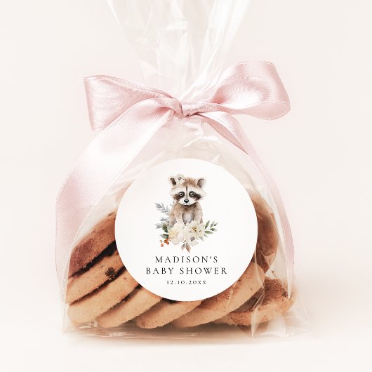 かわいい水の色ラクーン冬の赤ちゃんシャワー ラウンドシール