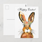 かわいい水の色ラビットバニーハレイースターフローラ ポストカード (正面/裏面)