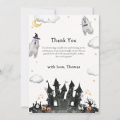 かわいい水の色リトルブー幽霊ハウスベビーシャワー サンキューカード (正面)