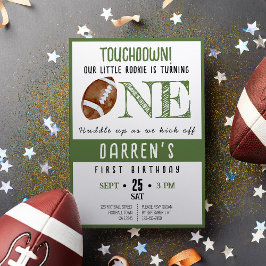 かわいい水の色ルーキーサッカー第1誕生日 招待状