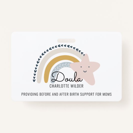 かわいい水の色レインボーダラ助産師 バッジ (正面)