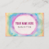 かわいい水の色レインボーチャイルドケアベビーシッター 名刺 (正面)