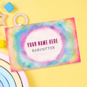 かわいい水の色レインボーチャイルドケアベビーシッター 名刺