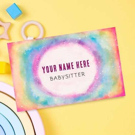 かわいい水の色レインボーチャイルドケアベビーシッター 名刺