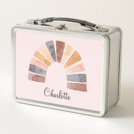 かわいい水の色レインボーパーソナライズされたキッズ メタルランチボックス