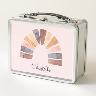 かわいい水の色レインボーパーソナライズされたキッズ メタルランチボックス