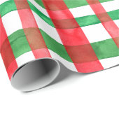 かわいい水の色レッドグリーンホリデープラディクリスマス ラッピングペーパー (ロールコーナー)