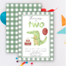 かわいい水の色ワニ2つの誕生日パーティー