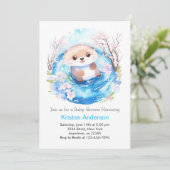 かわいい水の色ワンダーランドオッターボーイ赤ちゃんシャワー 招待状 (スタンド正面)
