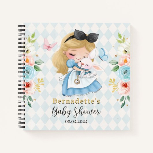 かわいい水の色ワンダーランド赤ちゃんシャワーゲストブック ノートブック (正面)