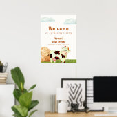 かわいい水の色神聖な牛のファーム赤ちゃんシャワーへようこそ ポスター (ホームオフィス)