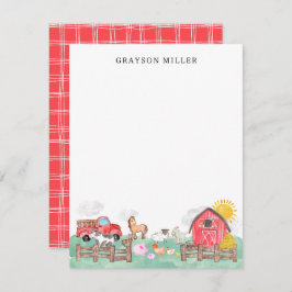 かわいい水の色素朴納屋周囲の庭ファーム動物キッズ サンキューカード