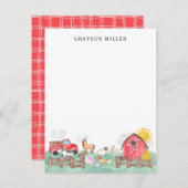 かわいい水の色素朴納屋周囲の庭ファーム動物キッズ ノートカード (正面/裏面)