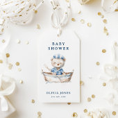 かわいい水の色航海の男の子のシャワーのお願い ギフトタグ