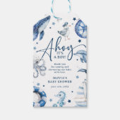 かわいい水の色航海の男の子のシャワーのお願い ギフトタグ (正面)