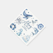 かわいい水の色航海の男の子シャワー スタンダードカクテルナプキン (角)