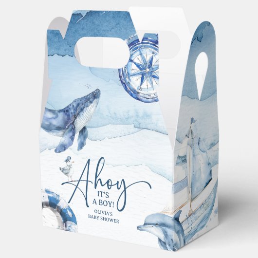 かわいい水の色航海の男の子シャワー フェイバーボックス (オープン)