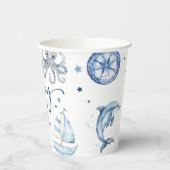 かわいい水の色航海の男の子シャワー 紙コップ (左)