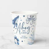 かわいい水の色航海の男の子シャワー 紙コップ (正面)
