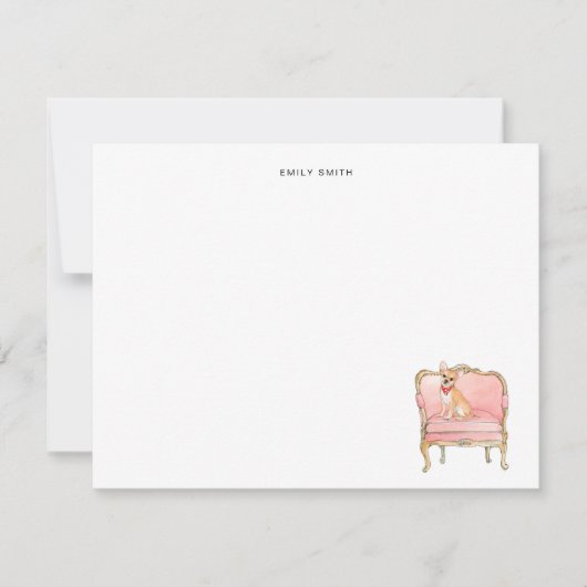 かわいい水の色Chihuahua犬フラットサンキューカード サンキューカード (正面)