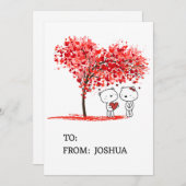 かわいい水アート色バレンタインデー シーズンカード (正面/裏面)