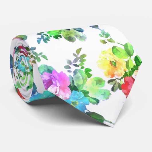 かわいい水ガーリー色絵を描バラフローラ ネクタイ (ロール)