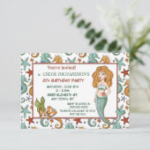 かわいい水上人魚の誕生日パーティーの招待状 招待状 (スタンド正面)