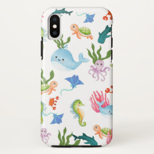 かわいい水中の友達 – 海動物のパターン iPhone XSケース
