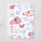 かわいい水中アクソロトルキッズピンクおもしろい誕生日 招待状 (裏面)