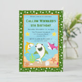 かわいい水中サメ子供の誕生日 招待状 (スタンド正面)