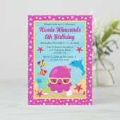 かわいい水中タコの子供の誕生日 招待状 (スタンド正面)