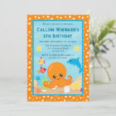 かわいい水中タコの子供の誕生日 招待状 (スタンド正面)