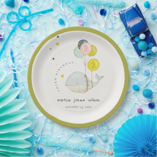 かわいい水中バルーンクジラハート子供の誕生日 ペーパープレート (パーティー)