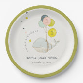 かわいい水中バルーンクジラハート子供の誕生日 ペーパープレート (正面)