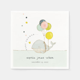 かわいい水中バルーンクジラハート赤ちゃんシャワー スタンダードカクテルナプキン