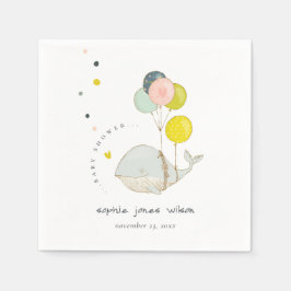かわいい水中バルーンクジラハート赤ちゃんシャワー スタンダードカクテルナプキン