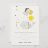 かわいい水中バルーンハートクジラの赤ちゃんシャワー サンキューカード (正面/裏面)