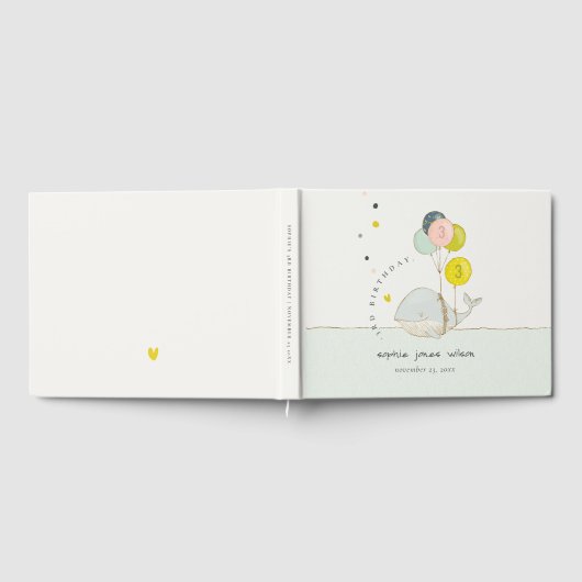 かわいい水中バルーンハートクジラ子供の誕生日 ゲストブック (全面)